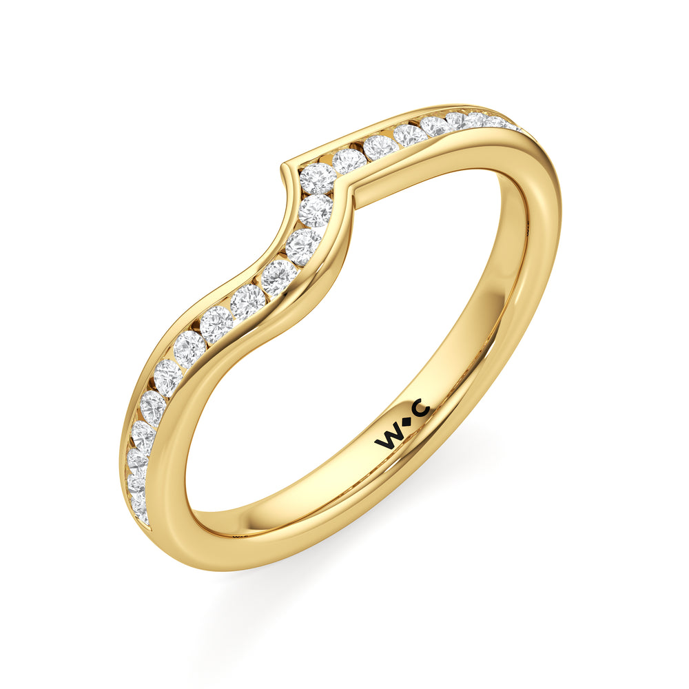 The Kit Diamond Wedding Band with 18KT Yellow Gold Cut Diamond in 14KT Yellow Gold view 3
