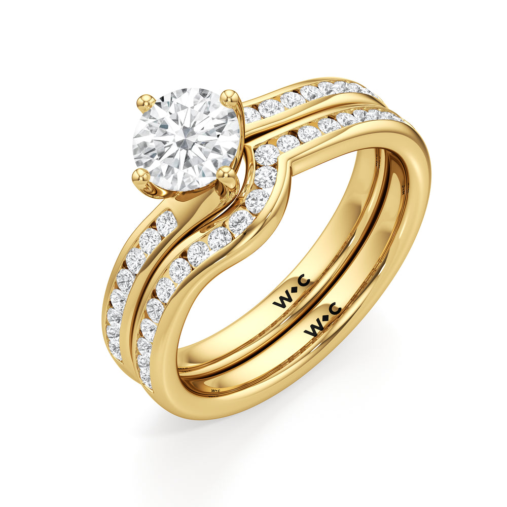 The Kit Diamond Wedding Band with 18KT Yellow Gold Cut Diamond in 14KT Yellow Gold view 4
