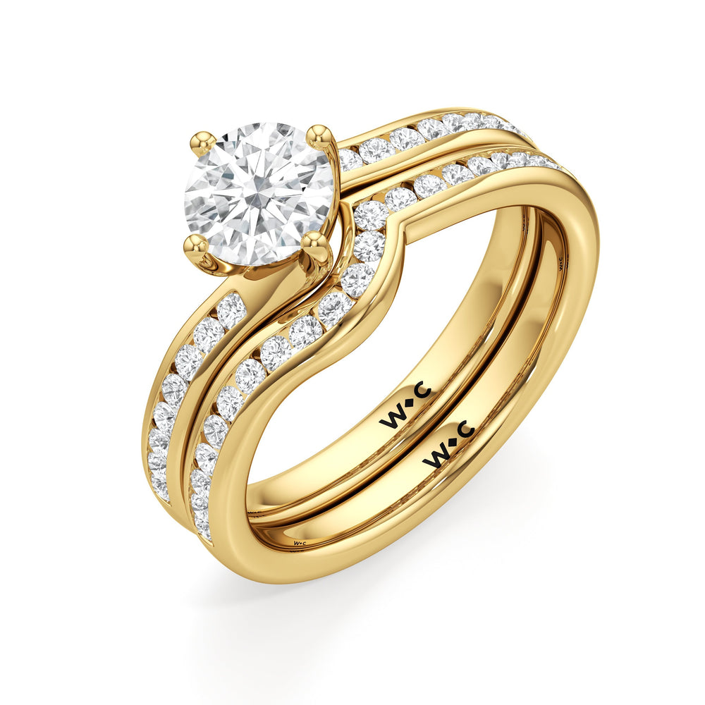 The Kit Diamond Wedding Band with 18KT Yellow Gold Cut Diamond in 14KT Yellow Gold view 4
