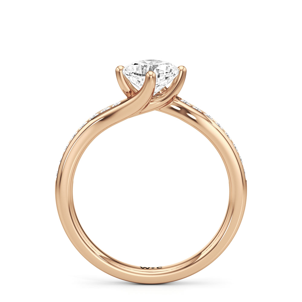 The Kit Engagement Ring with Cushion Cut Diamond in 14KT Rose Gold view 2
