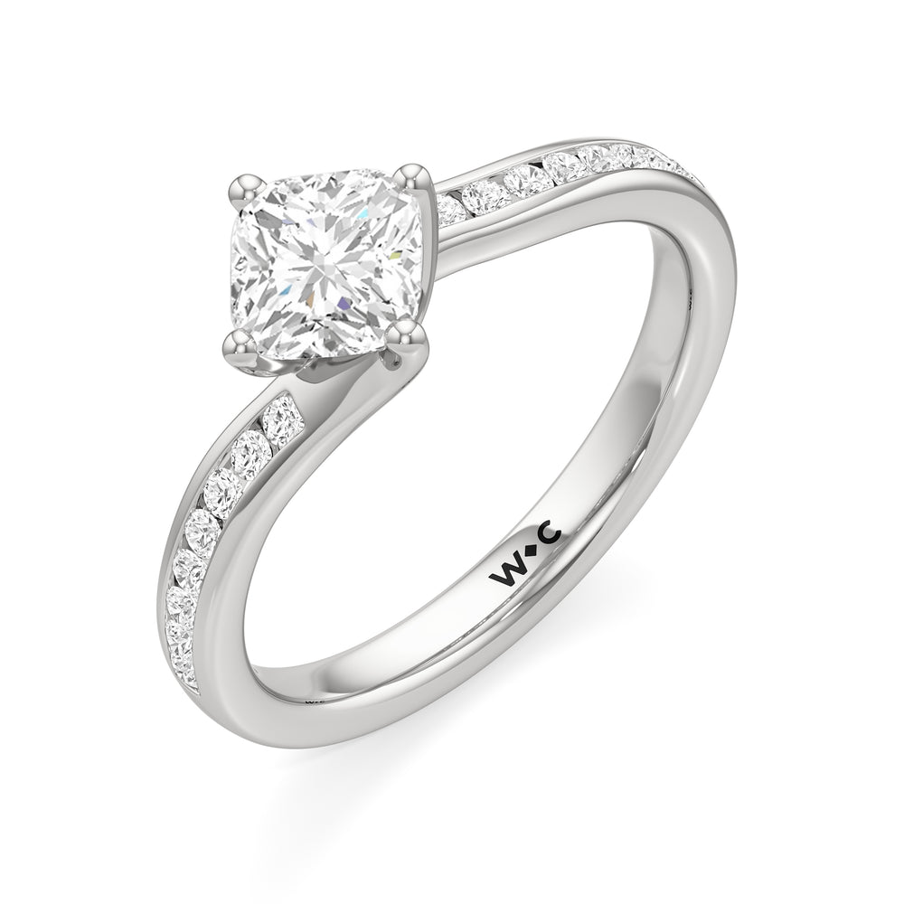 The Kit Engagement Ring with Cushion Cut Diamond in 14KT Platinum view 3
