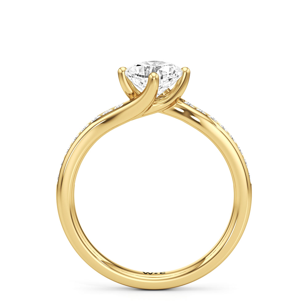 The Kit Engagement Ring with Cushion Cut Diamond in 14KT Yellow Gold view 2
