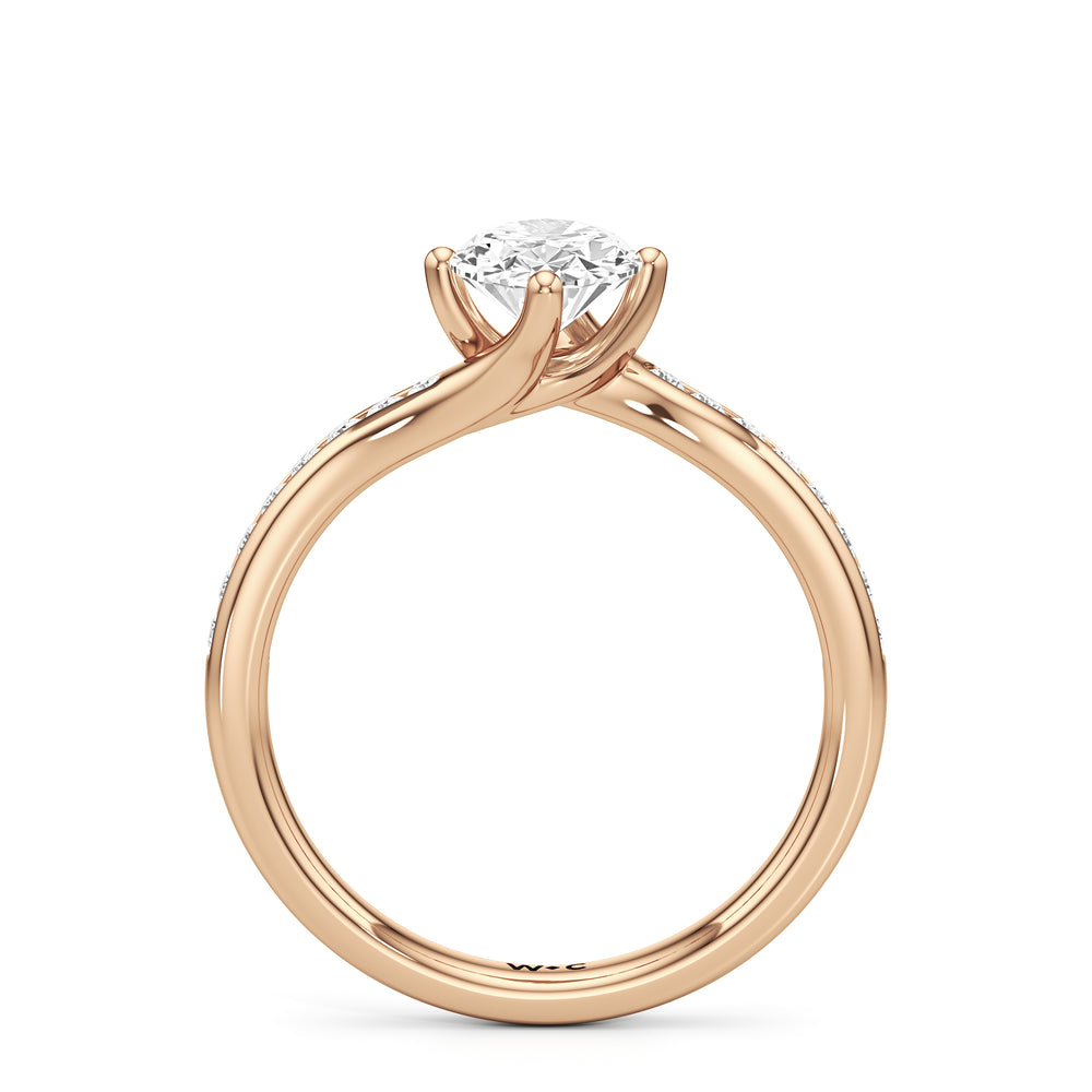 The Kit Engagement Ring with Oval Cut Diamond in 14KT Rose Gold view 2
