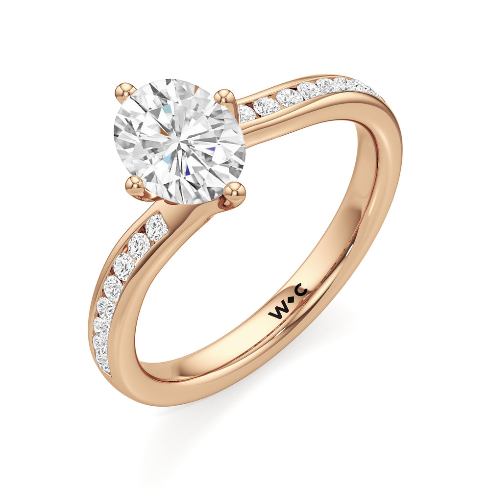 The Kit Engagement Ring with Oval Cut Diamond in 14KT Rose Gold view 3
