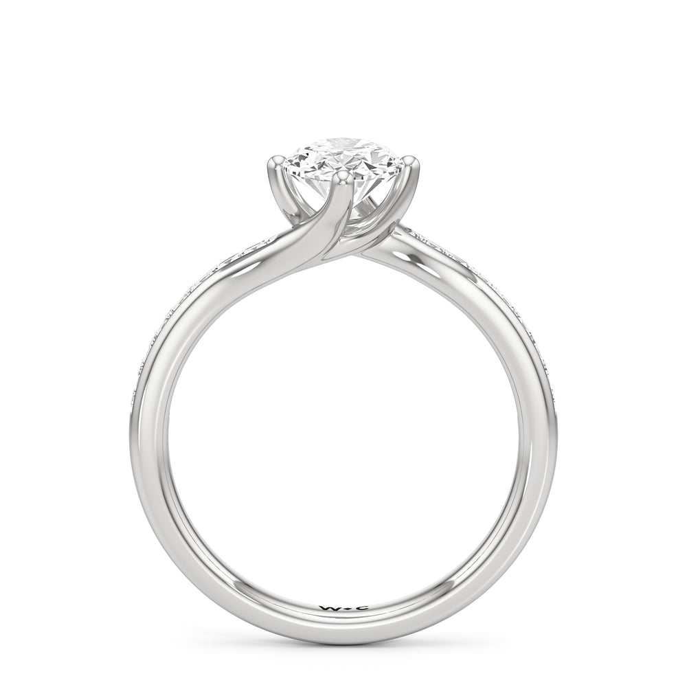 The Kit Engagement Ring with Oval Cut Diamond in 14KT Platinum view 2
