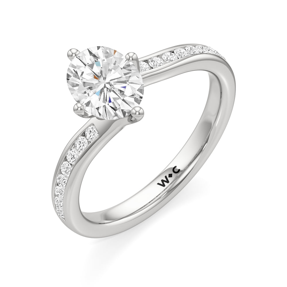 The Kit Engagement Ring with Oval Cut Diamond in 14KT Platinum view 3
