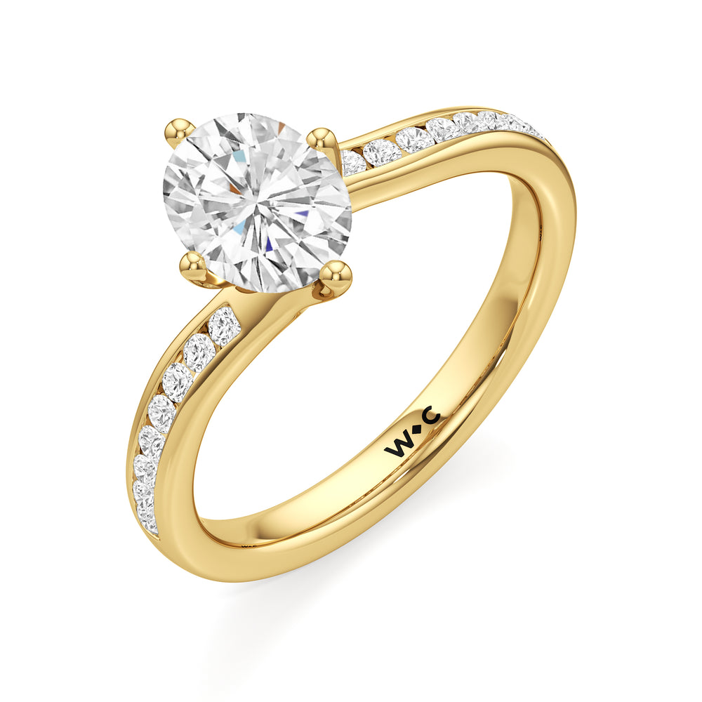 The Kit Engagement Ring with Oval Cut Diamond in 14KT Yellow Gold view 3
