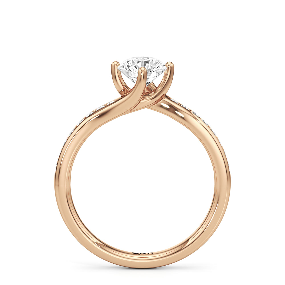 The Kit Engagement Ring with Round Cut Diamond in 14KT Rose Gold view 2
