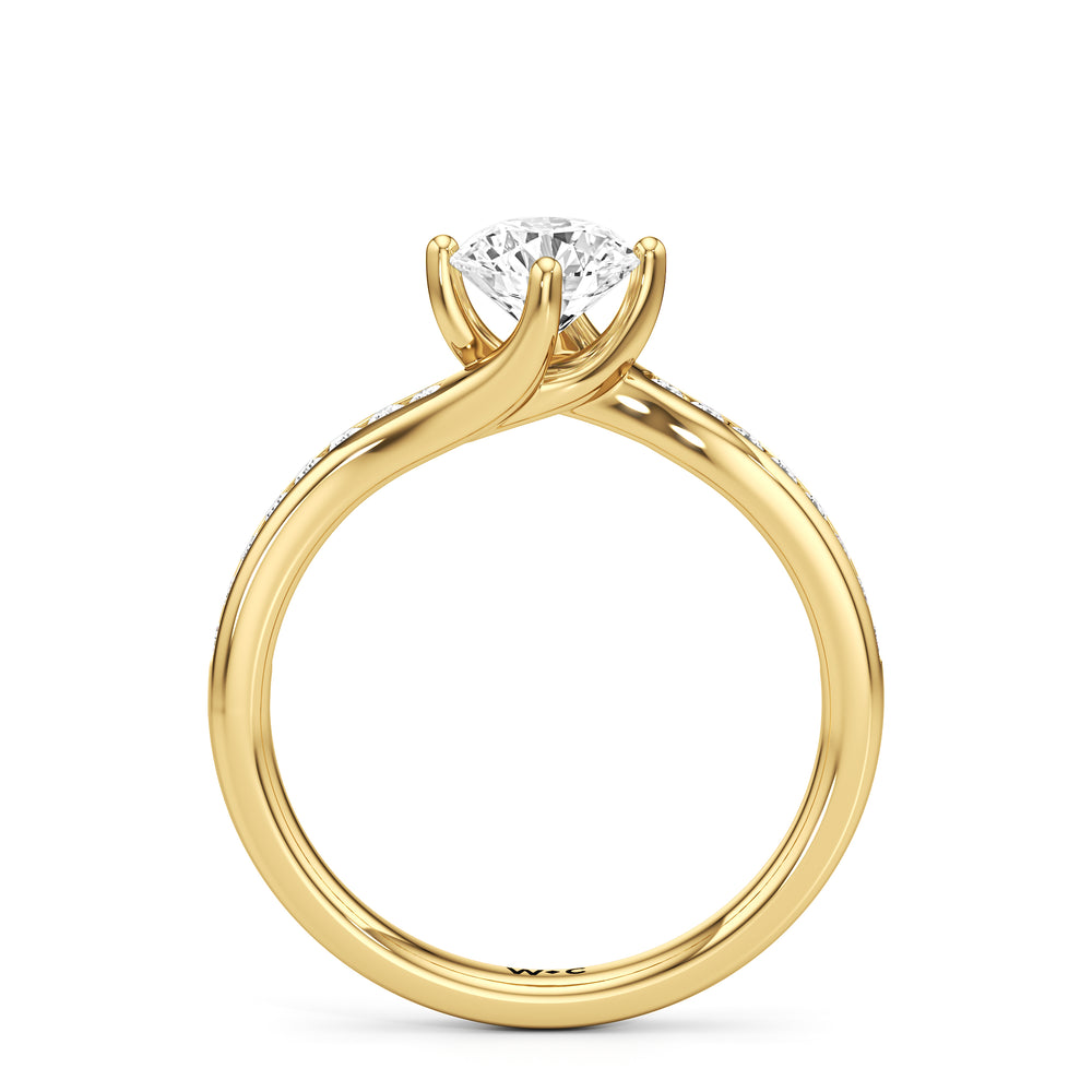 The Kit Engagement Ring with Round Cut Diamond in 14KT Yellow Gold view 2
