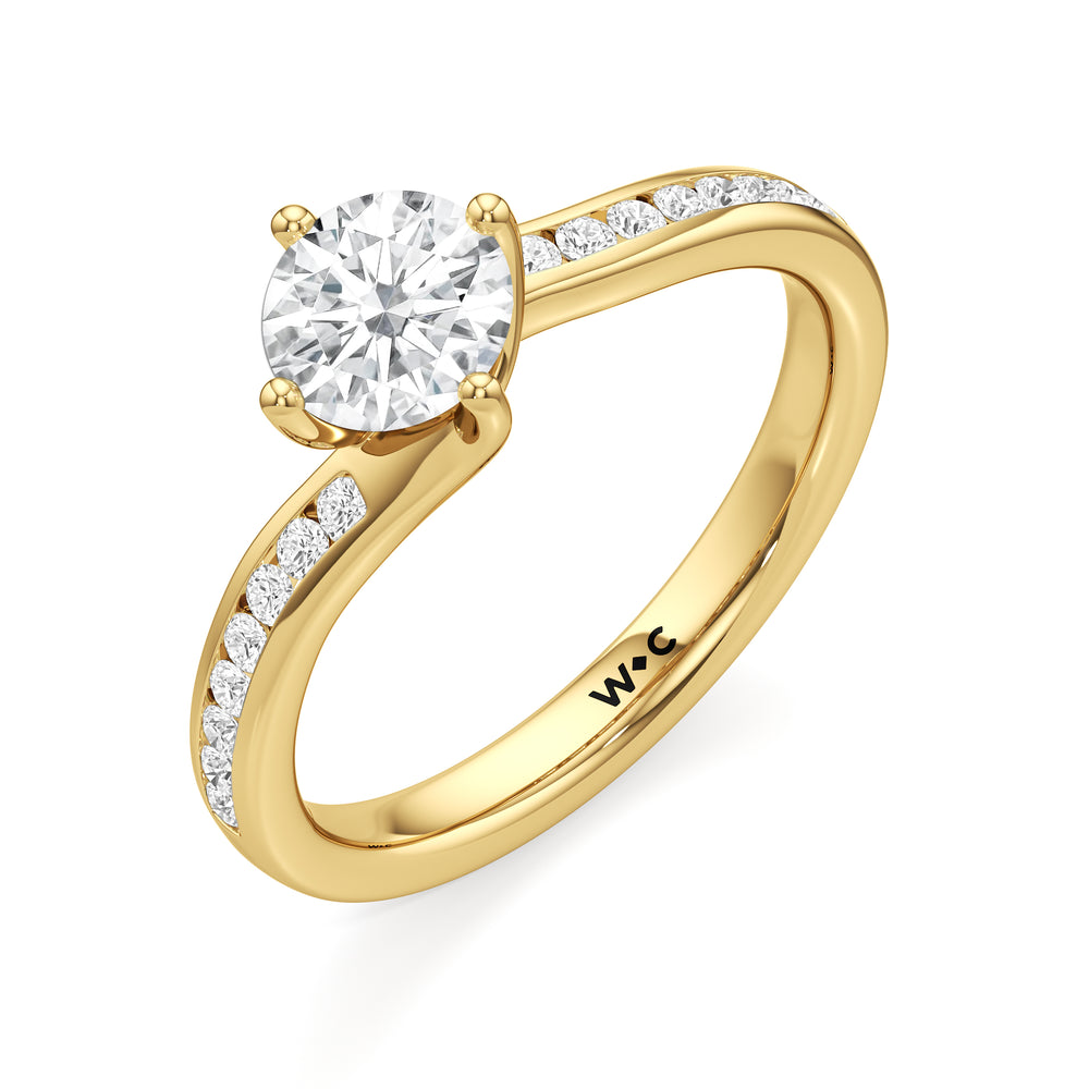 The Kit Engagement Ring with Round Cut Diamond in 14KT Yellow Gold view 3
