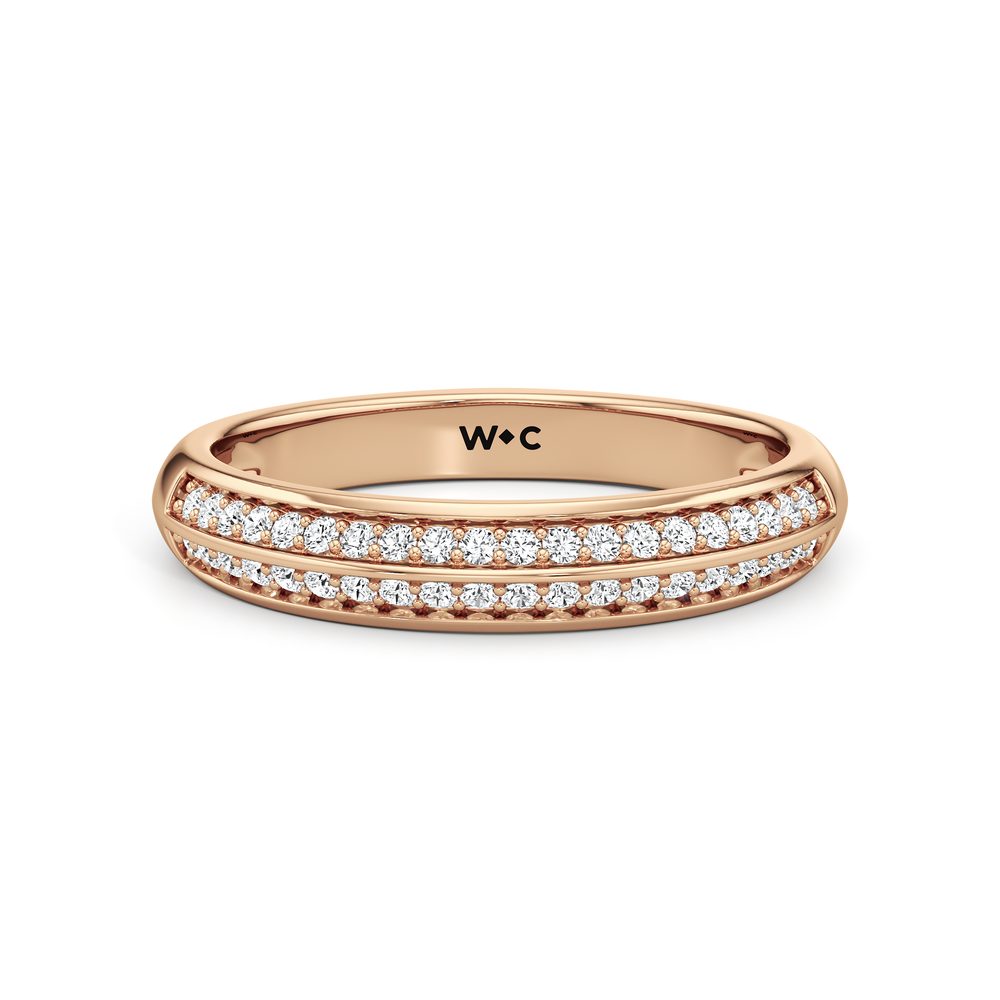 The Mirabel Diamond Wedding Band with 18KT Rose Gold Cut Diamond in 14KT Rose Gold view 1

