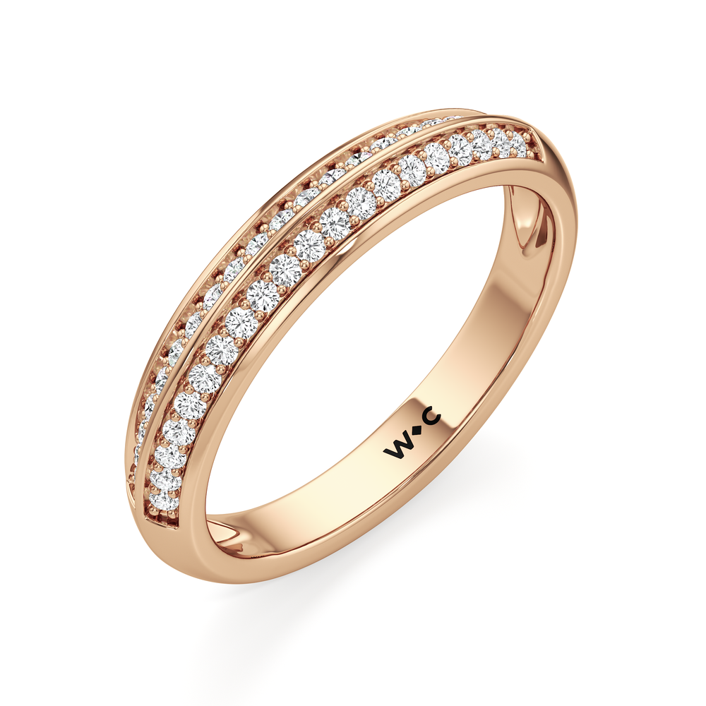 The Mirabel Diamond Wedding Band with 18KT Rose Gold Cut Diamond in 14KT Rose Gold view 3
