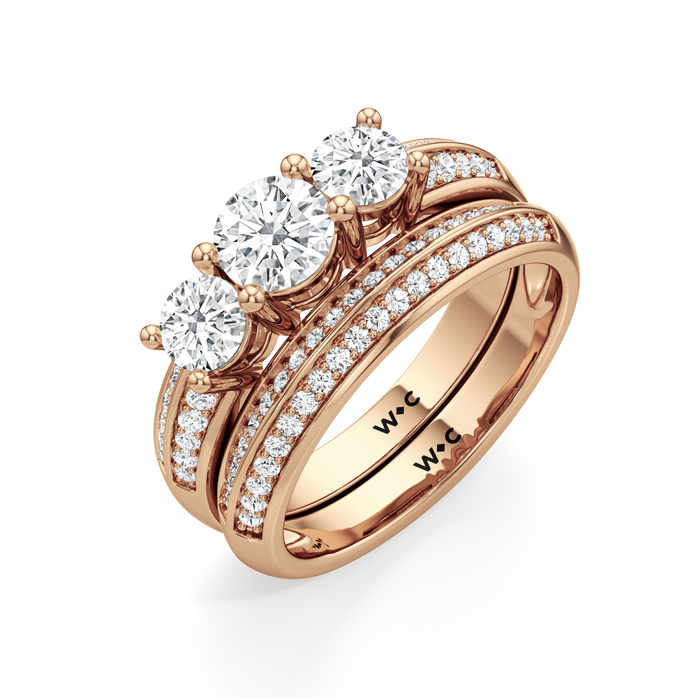 The Mirabel Diamond Wedding Band with 18KT Rose Gold Cut Diamond in 14KT Rose Gold view 4
