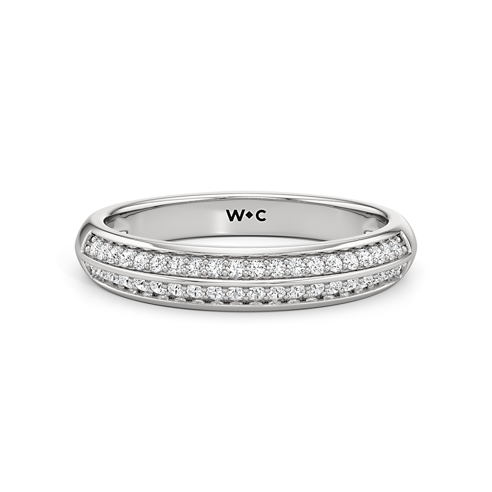 The Mirabel Diamond Wedding Band with Platinum Cut Diamond in 14KT Platinum view 1
