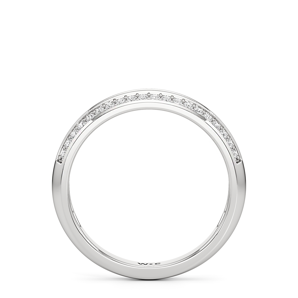 The Mirabel Diamond Wedding Band with Platinum Cut Diamond in 14KT Platinum view 2

