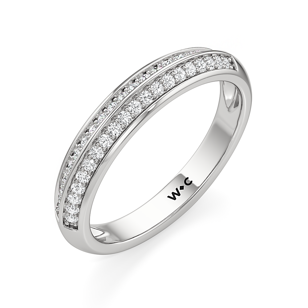 The Mirabel Diamond Wedding Band with Platinum Cut Diamond in 14KT Platinum view 3
