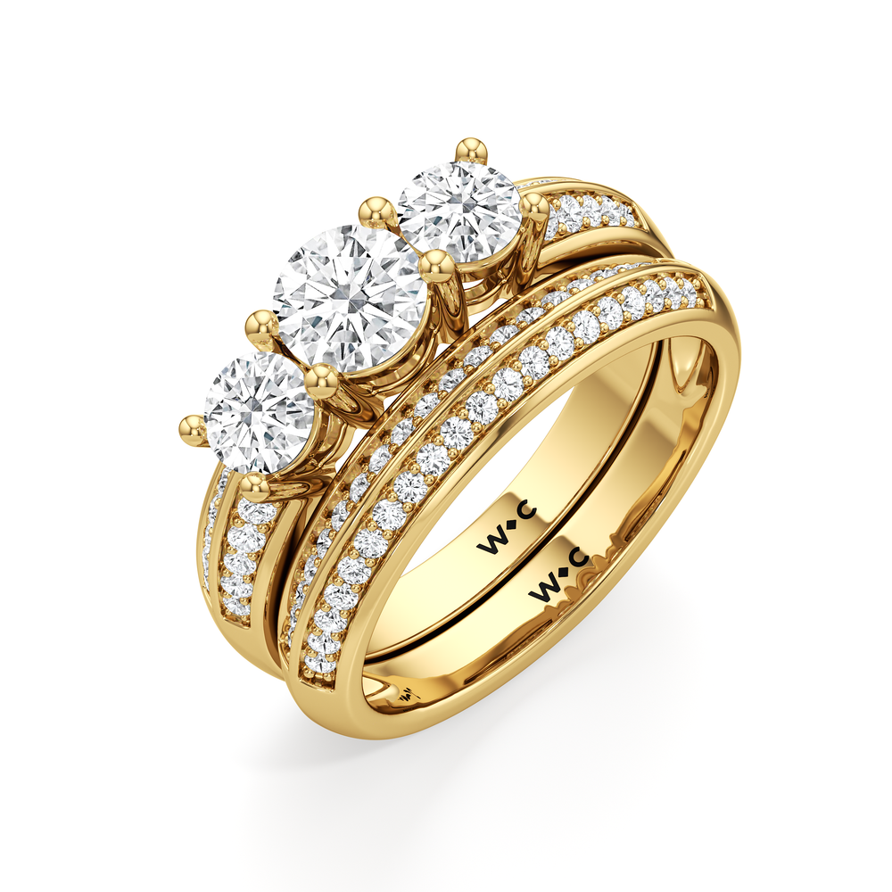 The Mirabel Diamond Wedding Band with 18KT Yellow Gold Cut Diamond in 14KT Yellow Gold view 4
