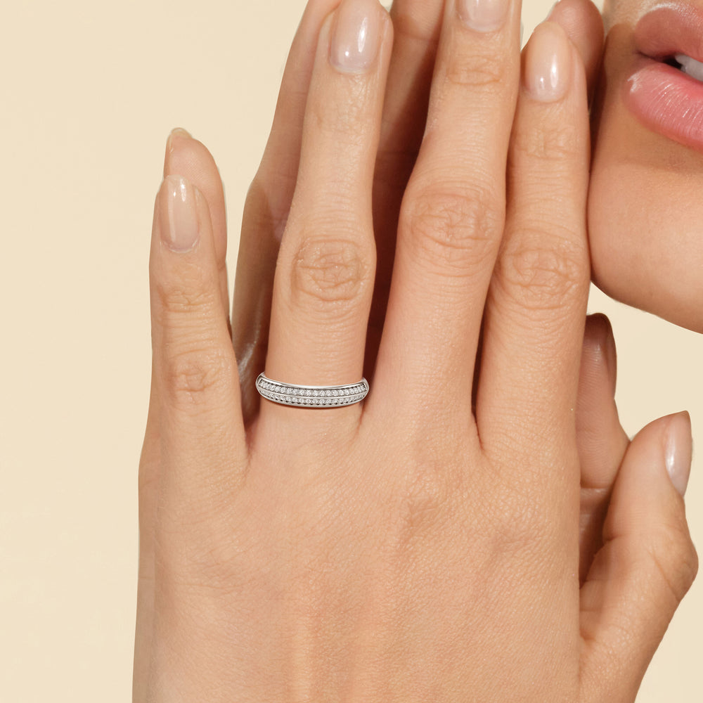 The Mirabel Diamond Wedding Band with 18KT Rose Gold Cut Diamond in 14KT Rose Gold view 5

