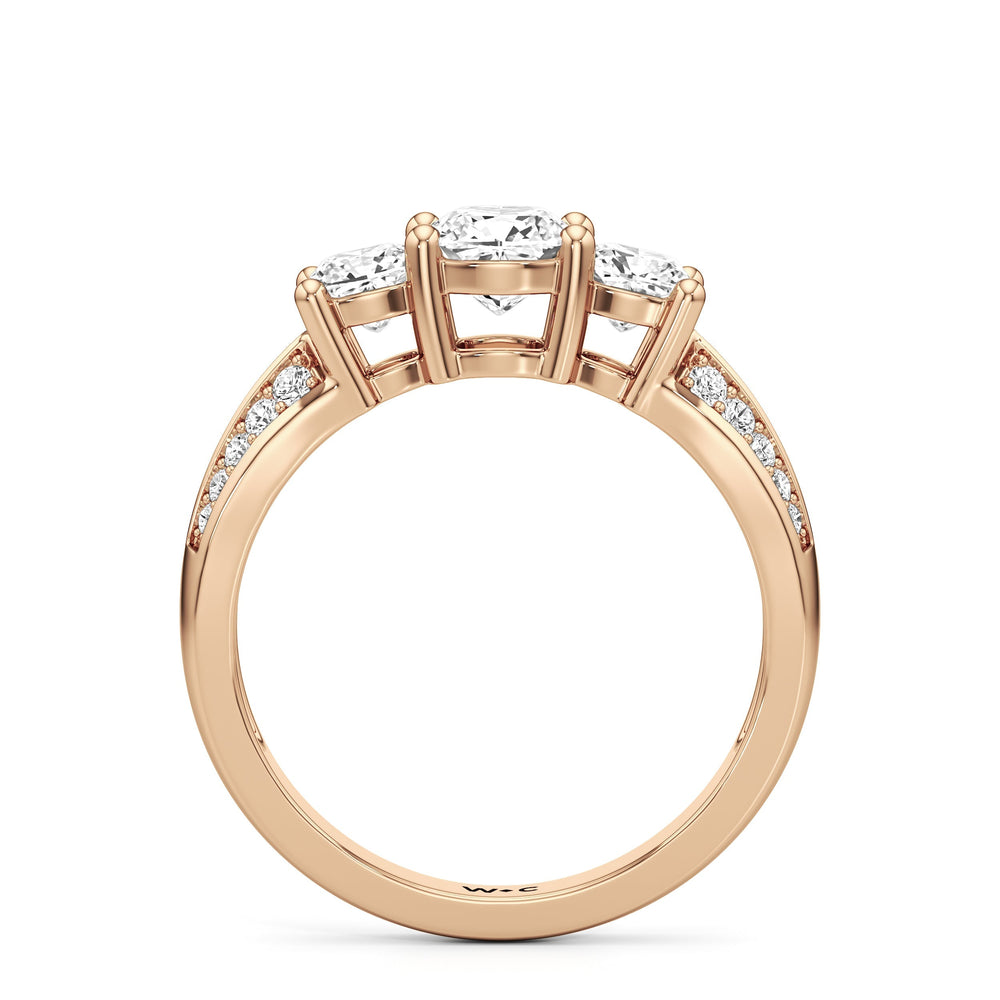 The Mirabel Engagement Ring with Cushion Cut Diamond in 14KT Rose Gold view 2
