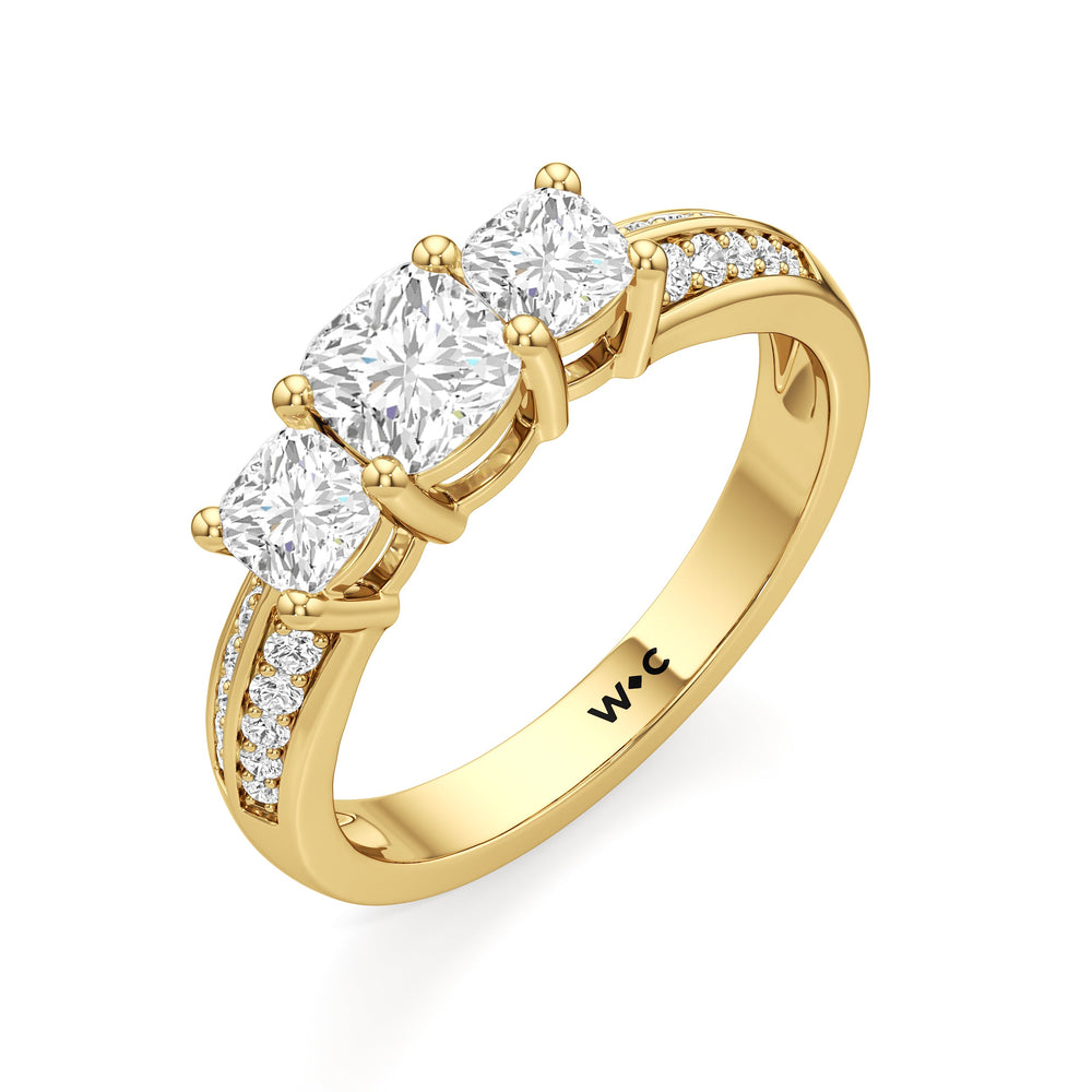 engagement-ring-1590304 with Cushion Cut Diamond in 14KT Yellow Gold view 3
