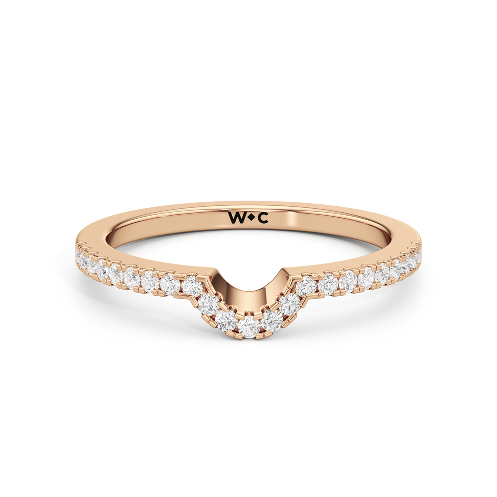 The Louisa Diamond Wedding Band with 18KT Rose Gold Cut Diamond in 14KT Rose Gold view 1
