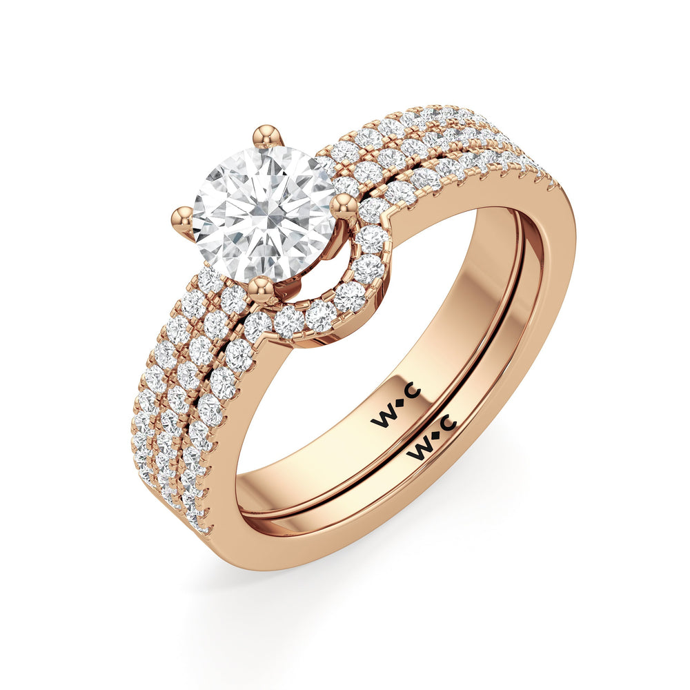 The Louisa Diamond Wedding Band with 18KT Rose Gold Cut Diamond in 14KT Rose Gold view 4
