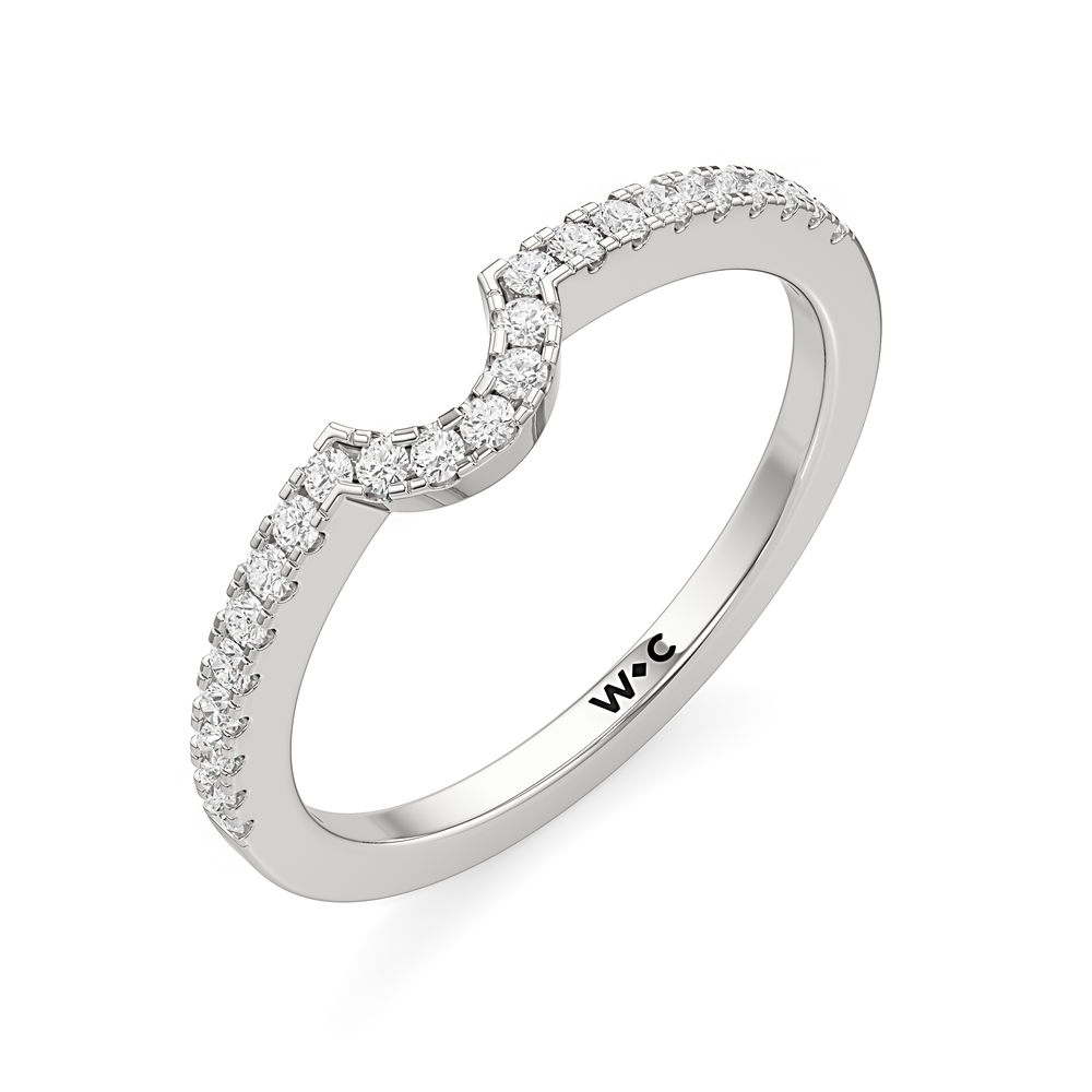 The Louisa Diamond Wedding Band with Platinum Cut Diamond in 14KT Platinum view 3
