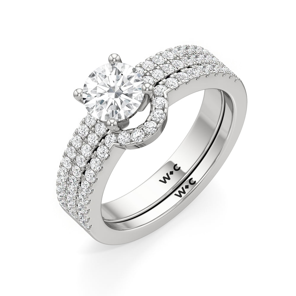 The Louisa Diamond Wedding Band with Platinum Cut Diamond in 14KT Platinum view 4
