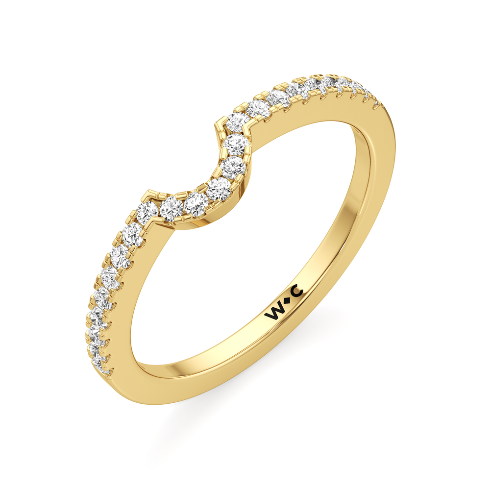 The Louisa Diamond Wedding Band with 18KT Yellow Gold Cut Diamond in 14KT Yellow Gold view 3
