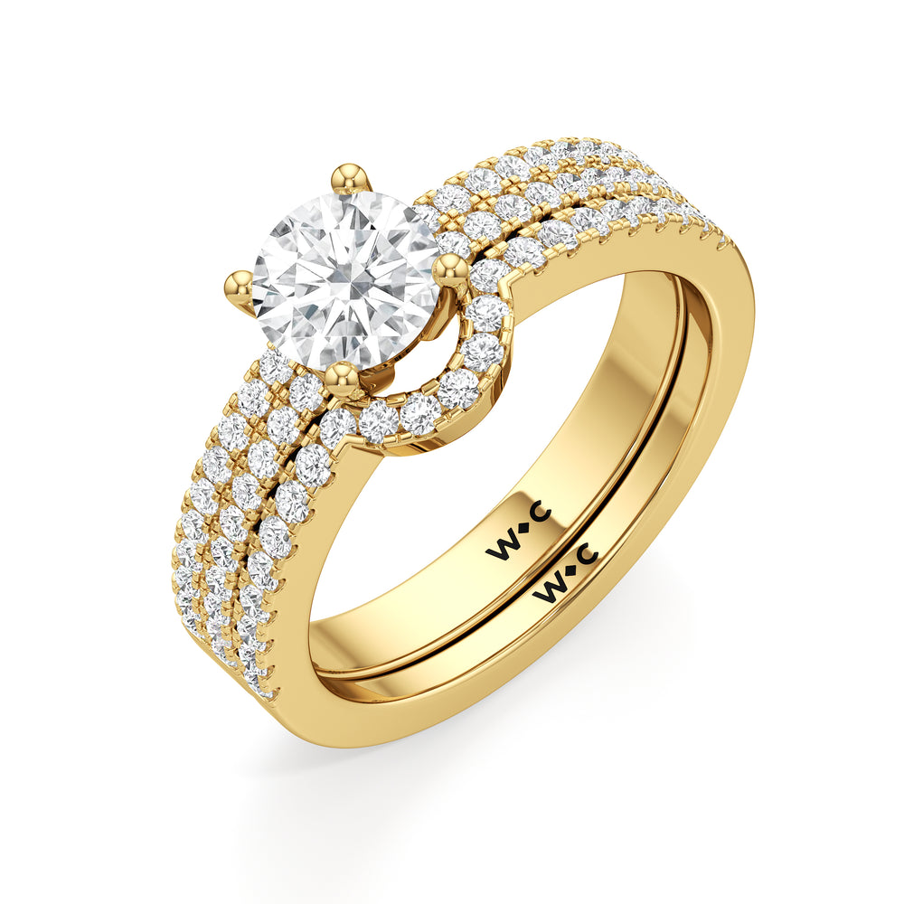 The Louisa Diamond Wedding Band with 18KT Yellow Gold Cut Diamond in 14KT Yellow Gold view 4

