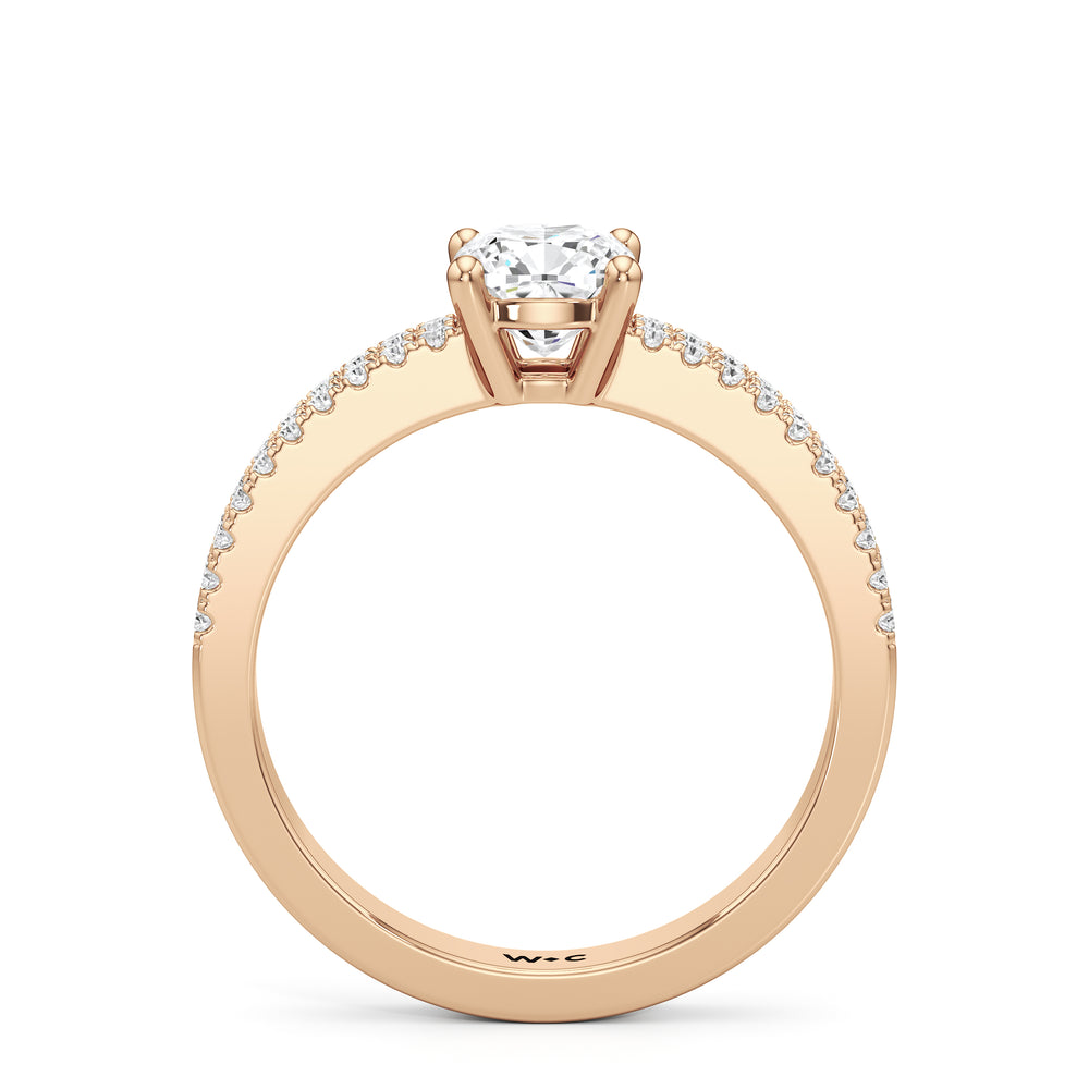The Louisa Engagement Ring with Cushion Cut Diamond in 14KT Rose Gold view 2
