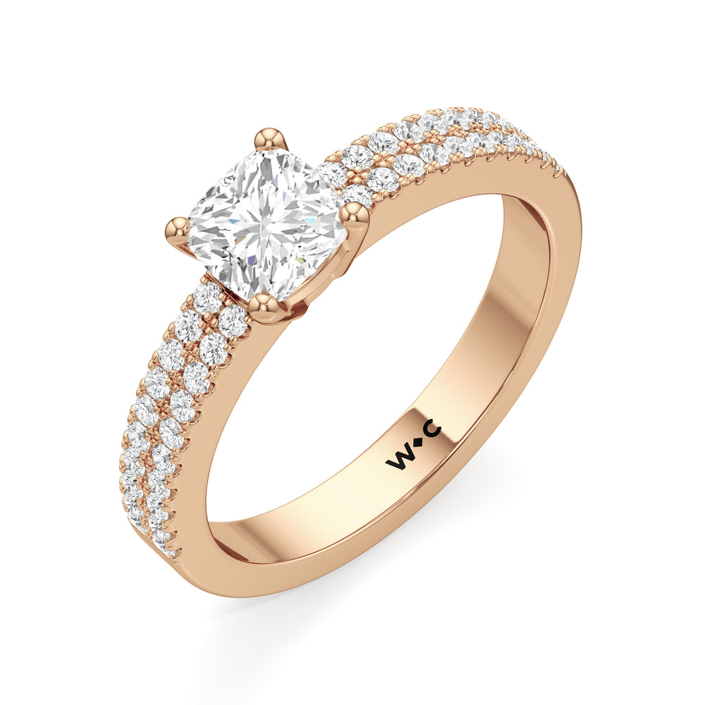 The Louisa Engagement Ring with Cushion Cut Diamond in 14KT Rose Gold view 3
