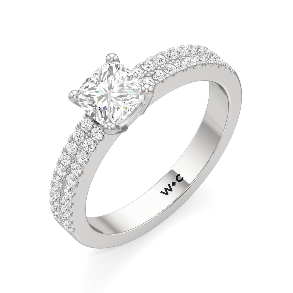 The Louisa Engagement Ring with Cushion Cut Diamond in 14KT Platinum view 3
