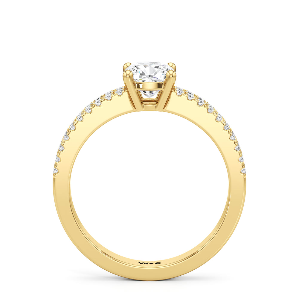 The Louisa Engagement Ring with Cushion Cut Diamond in 14KT Yellow Gold view 2
