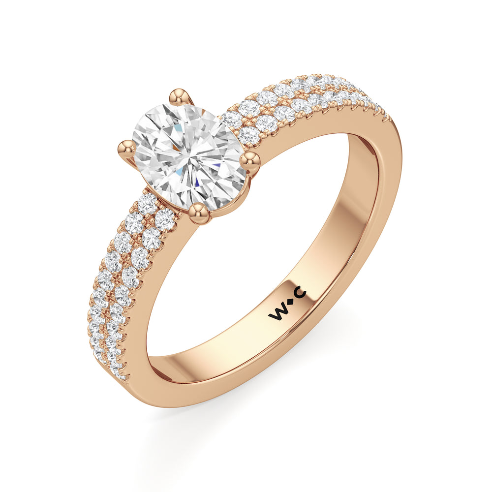 The Louisa Engagement Ring with Oval Cut Diamond in 14KT Rose Gold view 3
