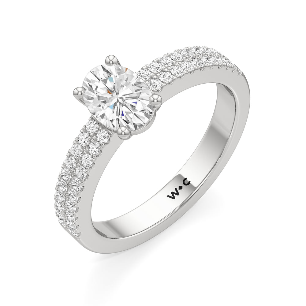 The Louisa Engagement Ring with Oval Cut Diamond in 14KT Platinum view 3
