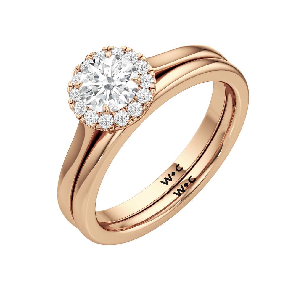 The Andrea Wedding Band with 18KT Rose Gold Cut Diamond in 14KT Rose Gold view 4

