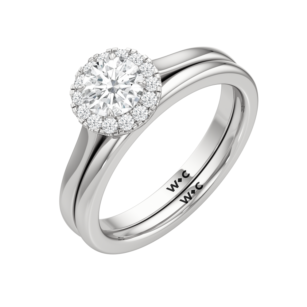 The Andrea Wedding Band with Platinum Cut Diamond in 14KT Platinum view 4
