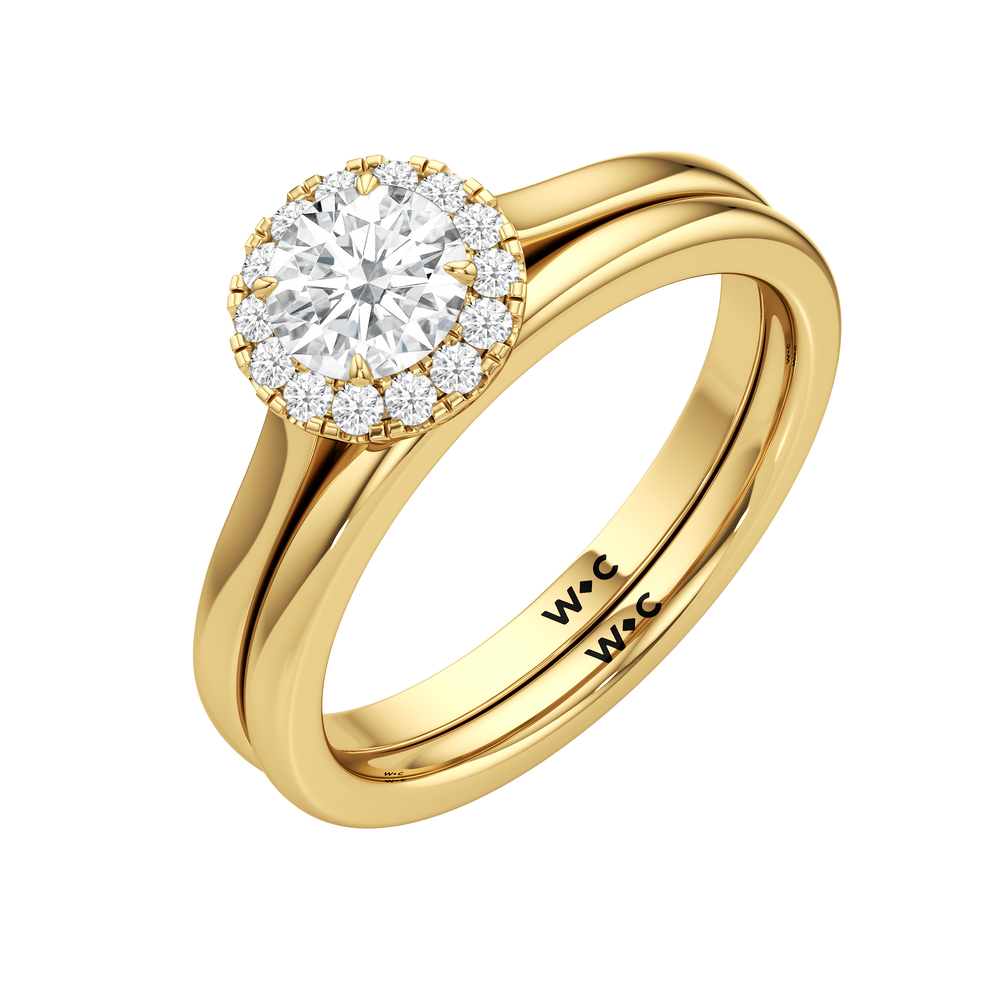 The Andrea Wedding Band with 18KT Yellow Gold Cut Diamond in 14KT Yellow Gold view 4
