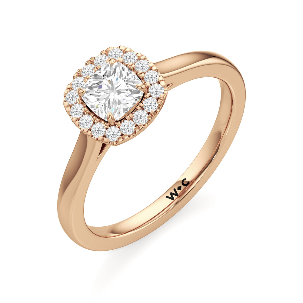 The Andrea Engagement Ring with Cushion Cut Diamond in 14KT Rose Gold view 3

