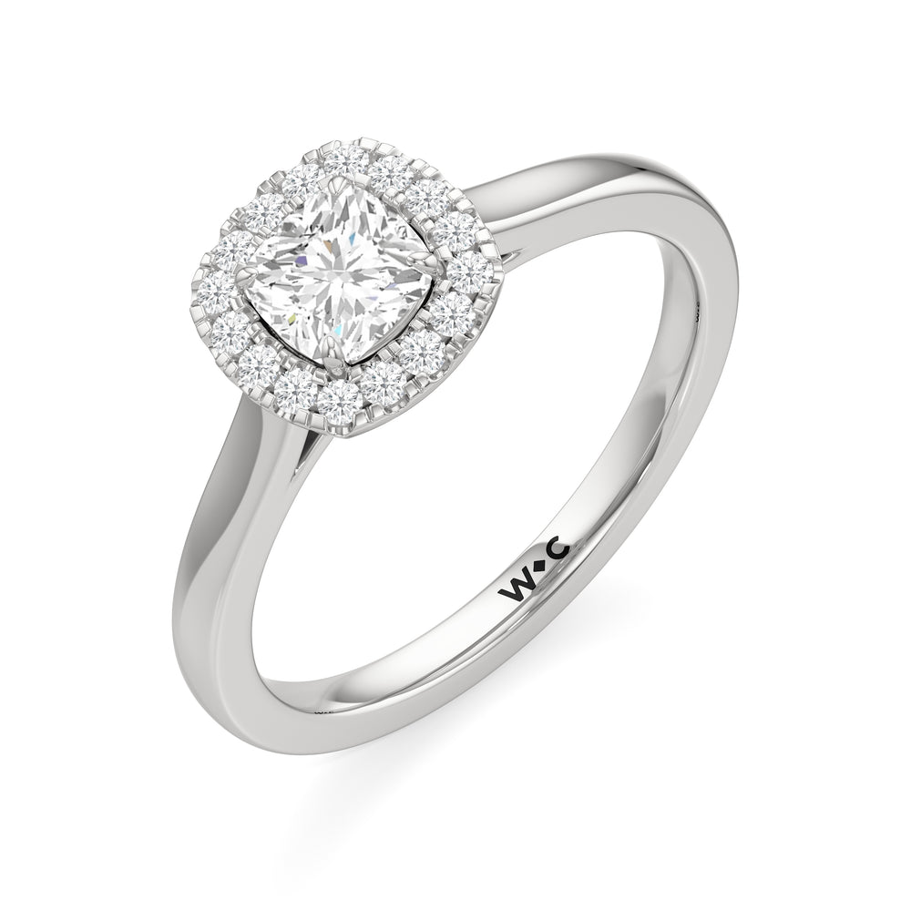 The Andrea Engagement Ring with Cushion Cut Diamond in 14KT Platinum view 3
