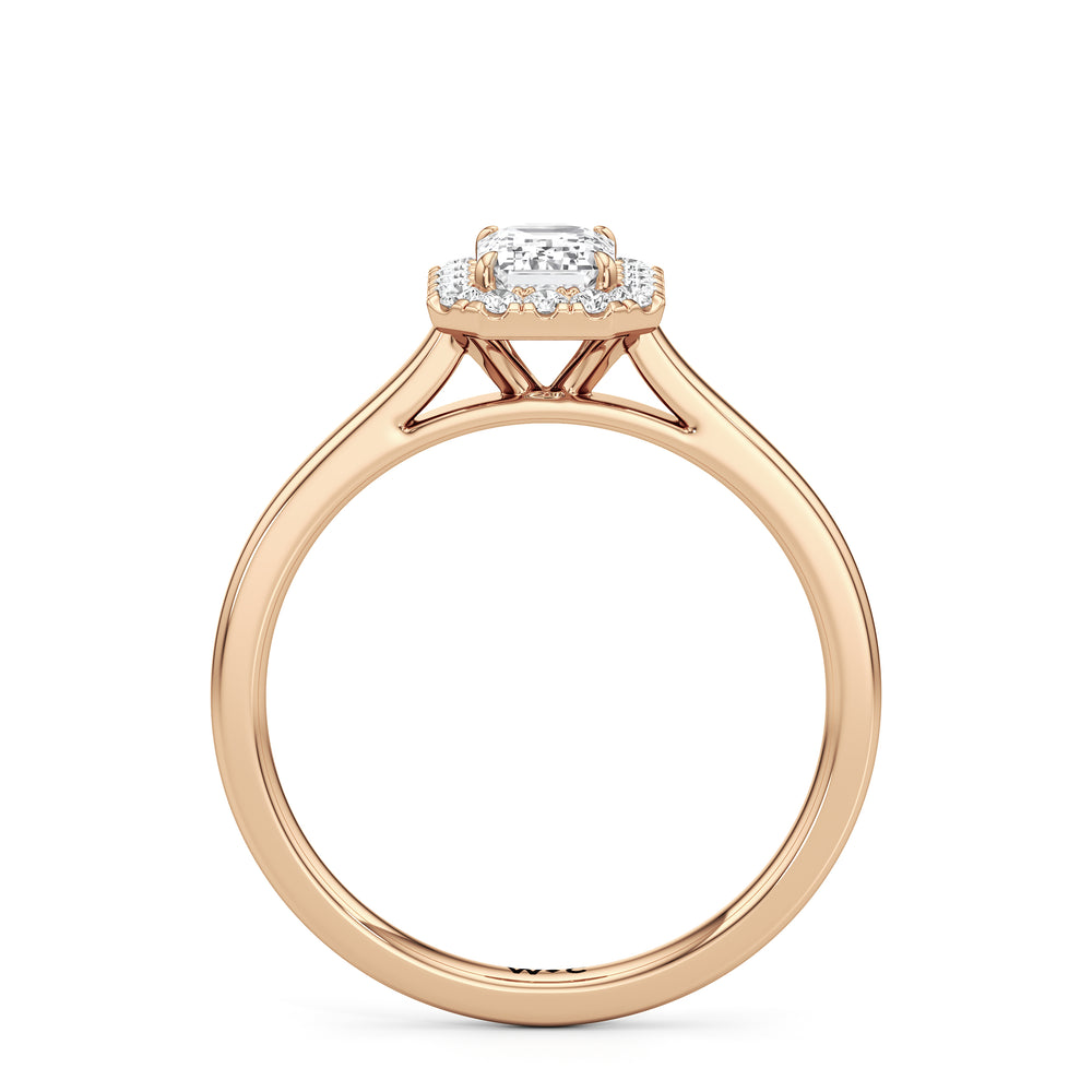 The Andrea Engagement Ring with Emerald Cut Diamond in 14KT Rose Gold view 2
