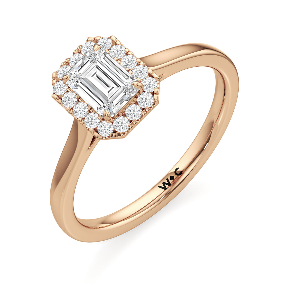The Andrea Engagement Ring with Emerald Cut Diamond in 14KT Rose Gold view 3
