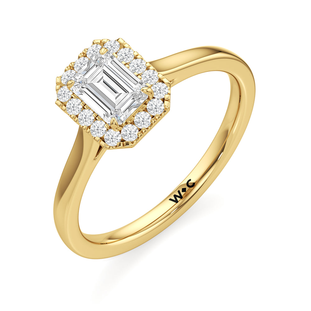 The Andrea Engagement Ring with Emerald Cut Diamond in 14KT Yellow Gold view 3
