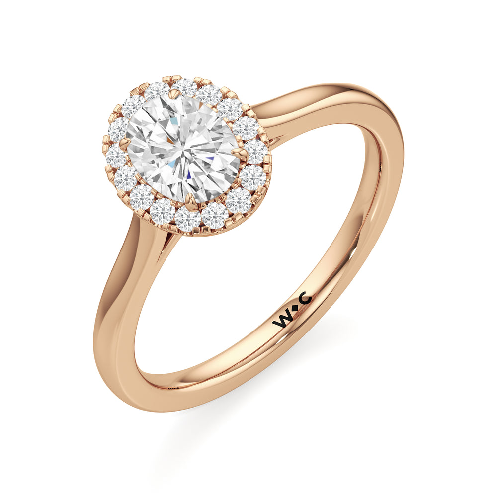 The Andrea Engagement Ring with Oval Cut Diamond in 14KT Rose Gold view 3
