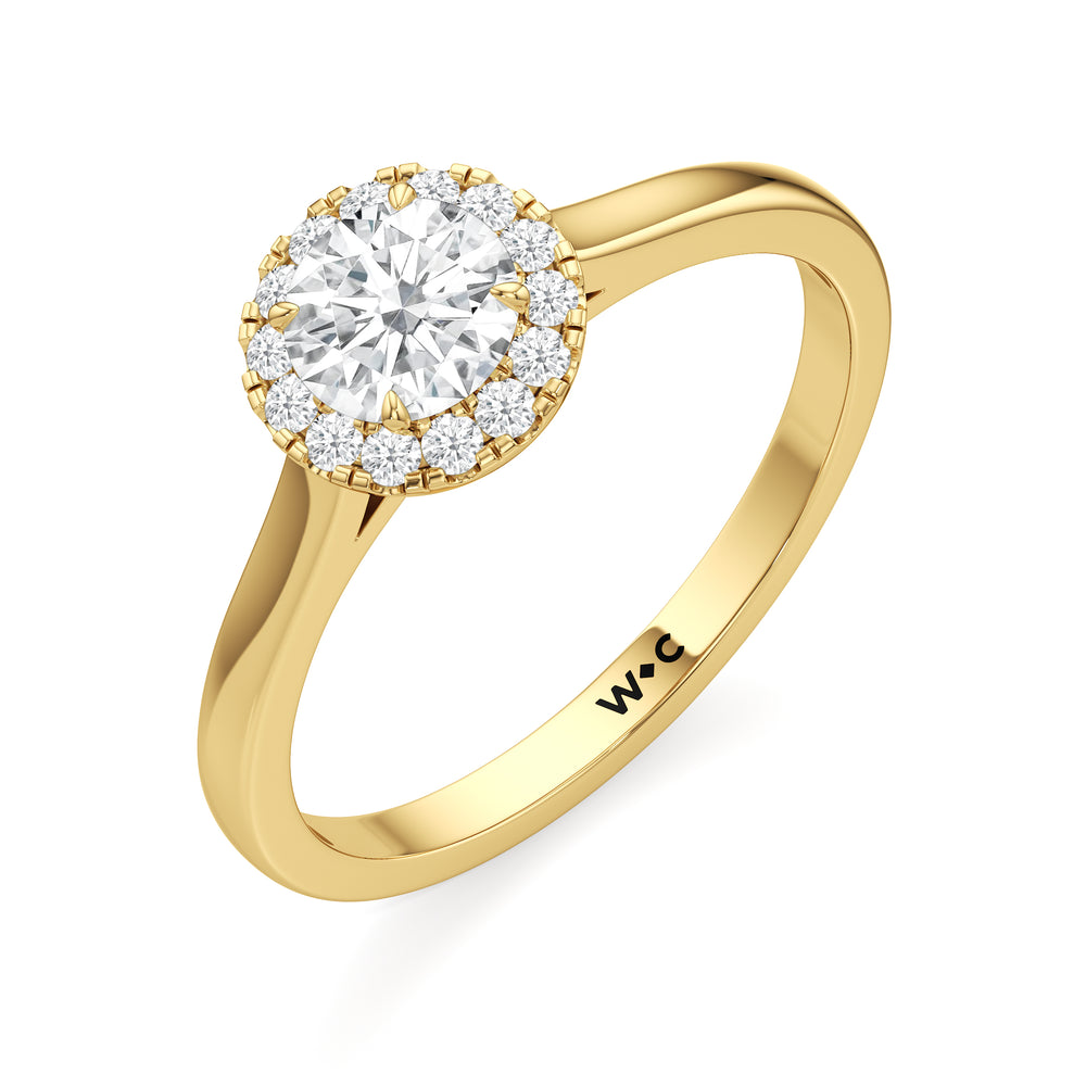 The Andrea Engagement Ring with Round Cut Diamond in 14KT Yellow Gold view 3
