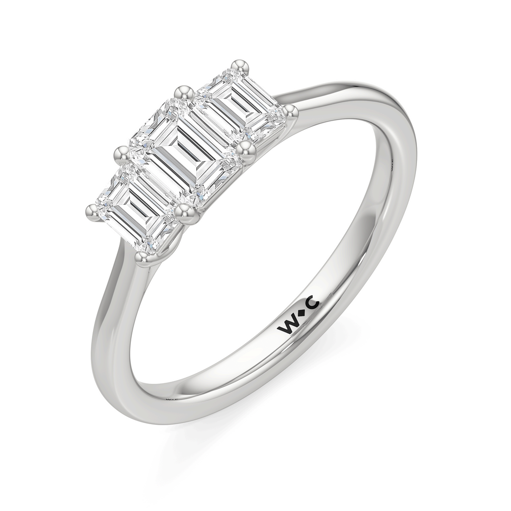 engagement-ring-1590317 with Emerald Cut Diamond in 14KT Platinum view 3
