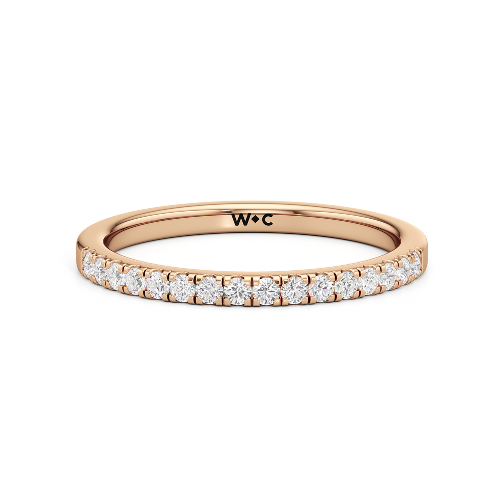 The Violet Diamond Wedding Band with 18KT Rose Gold Cut Diamond in 14KT Rose Gold view 1
