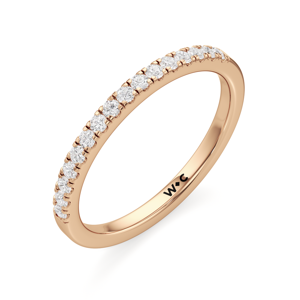 The Violet Diamond Wedding Band with 18KT Rose Gold Cut Diamond in 14KT Rose Gold view 3
