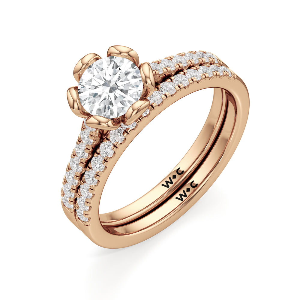 The Violet Diamond Wedding Band with 18KT Rose Gold Cut Diamond in 14KT Rose Gold view 4
